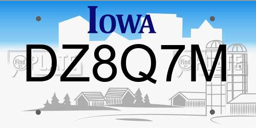DZ8Q7M Iowa License Plate