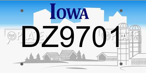 DZ9701 Iowa License Plate