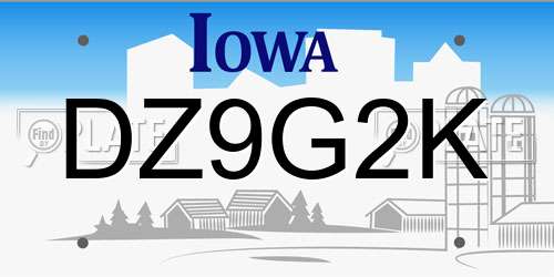 DZ9G2K Iowa License Plate
