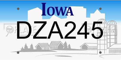 DZA245 Iowa License Plate