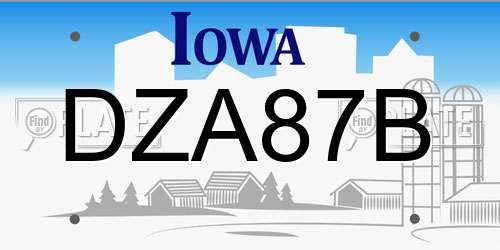 DZA87B Iowa License Plate