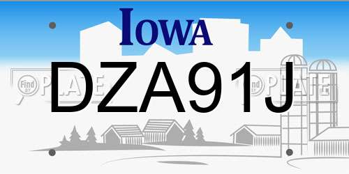 DZA91J Iowa License Plate