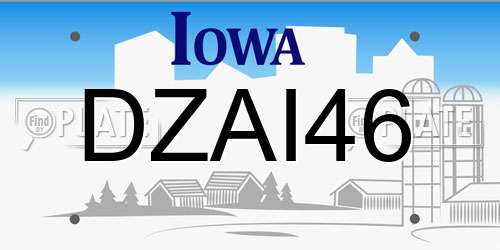 DZAI46 Iowa License Plate