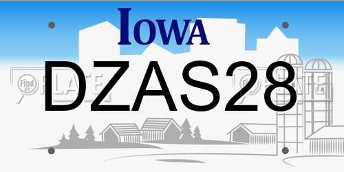 DZAS28 Iowa License Plate