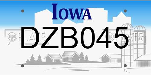 DZB045 Iowa License Plate
