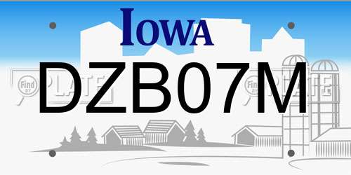 DZB07M Iowa License Plate