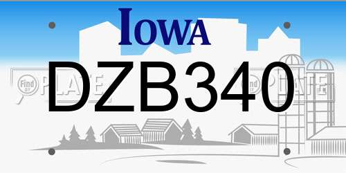 DZB340 Iowa License Plate
