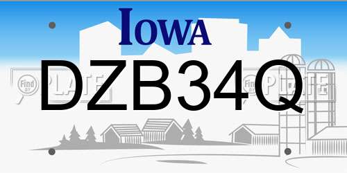 DZB34Q Iowa License Plate