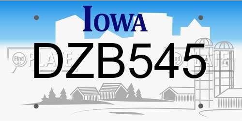 DZB545 Iowa License Plate