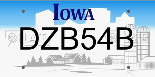 DZB54B Iowa License Plate