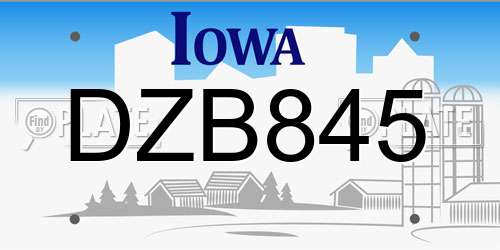 DZB845 Iowa License Plate