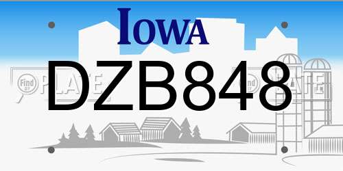 DZB848 Iowa License Plate