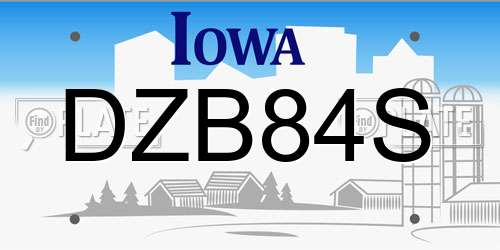 DZB84S Iowa License Plate