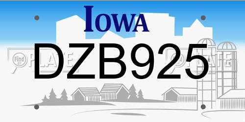 DZB925 Iowa License Plate