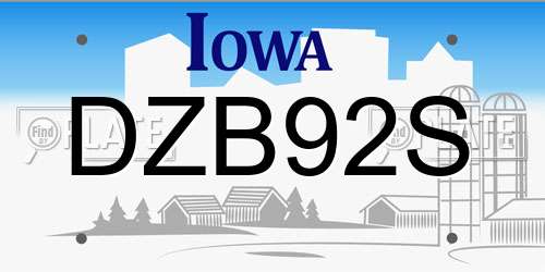 DZB92S Iowa License Plate