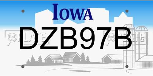 DZB97B Iowa License Plate