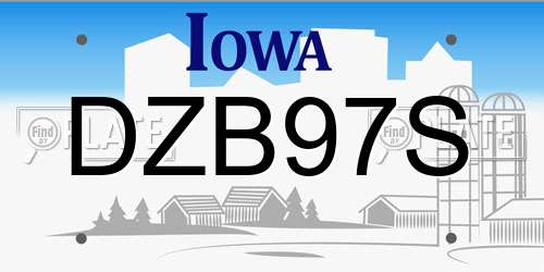 DZB97S Iowa License Plate