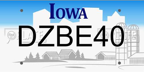 DZBE40 Iowa License Plate