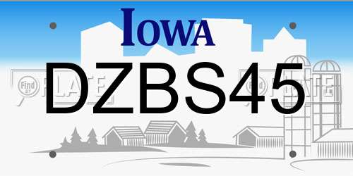 DZBS45 Iowa License Plate