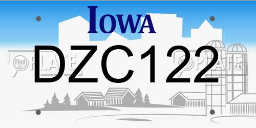DZC122 Iowa License Plate