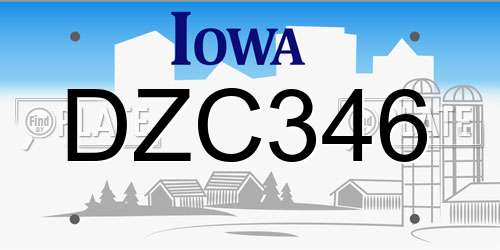 DZC346 Iowa License Plate