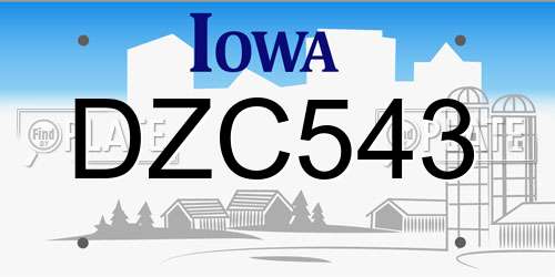 DZC543 Iowa License Plate
