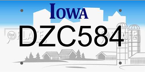 DZC584 Iowa License Plate