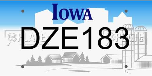 DZE183 Iowa License Plate