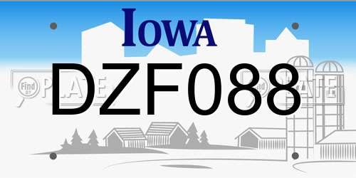 DZF088 Iowa License Plate
