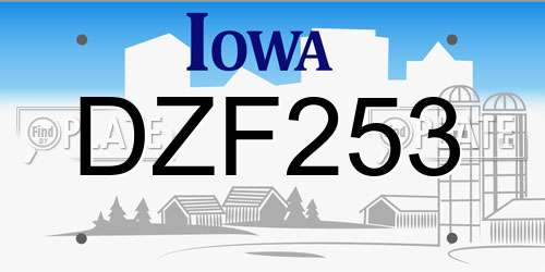 DZF253 Iowa License Plate