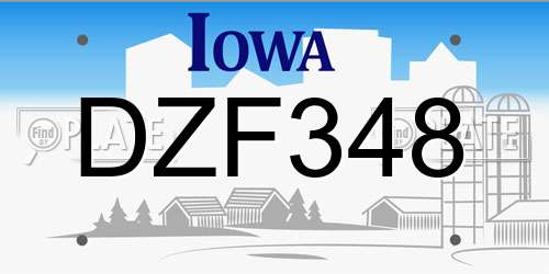 DZF348 Iowa License Plate