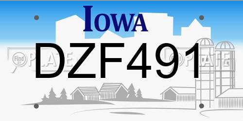 DZF491 Iowa License Plate