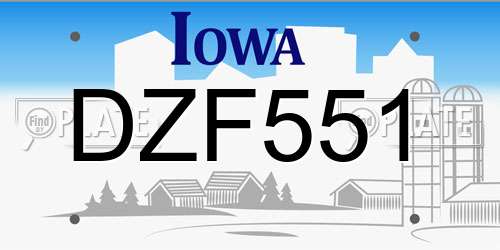 DZF551 Iowa License Plate