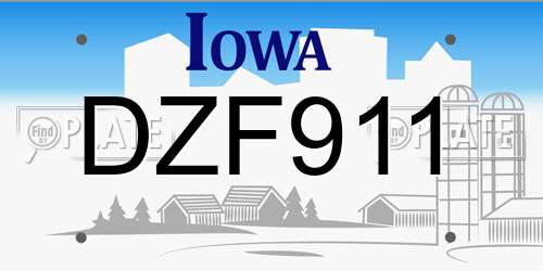 DZF911 Iowa License Plate