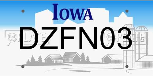 DZFN03 Iowa License Plate