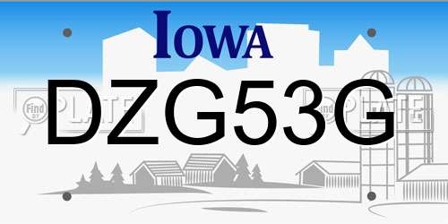 DZG53G Iowa License Plate