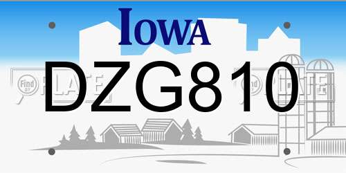 DZG810 Iowa License Plate