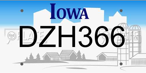 DZH366 Iowa License Plate