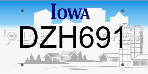 DZH691 Iowa License Plate