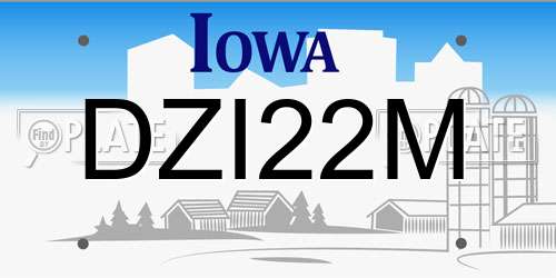 DZI22M Iowa License Plate