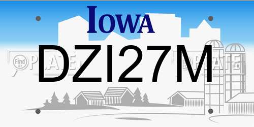 DZI27M Iowa License Plate