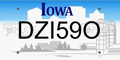 DZI59O Iowa License Plate