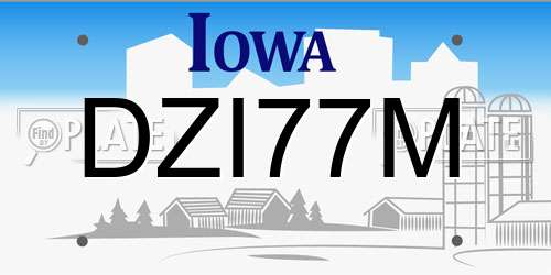 DZI77M Iowa License Plate