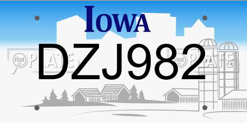 DZJ982 Iowa License Plate