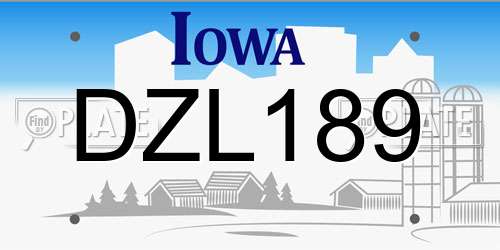 DZL189 Iowa License Plate