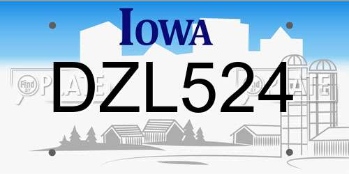 DZL524 Iowa License Plate