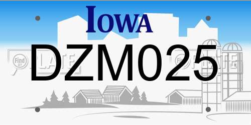 DZM025 Iowa License Plate