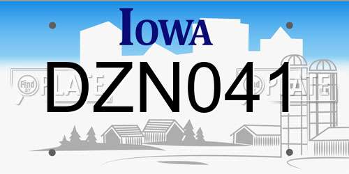 DZN041 Iowa License Plate
