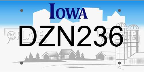 DZN236 Iowa License Plate