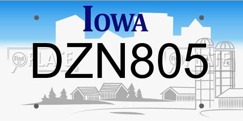DZN805 Iowa License Plate